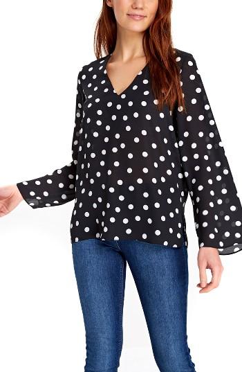 Women's Wallis Dot Print Bell Sleeve Top