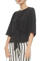 Women's Topshop Slouchy Knot Front Blouse Us (fits Like 0) - Black