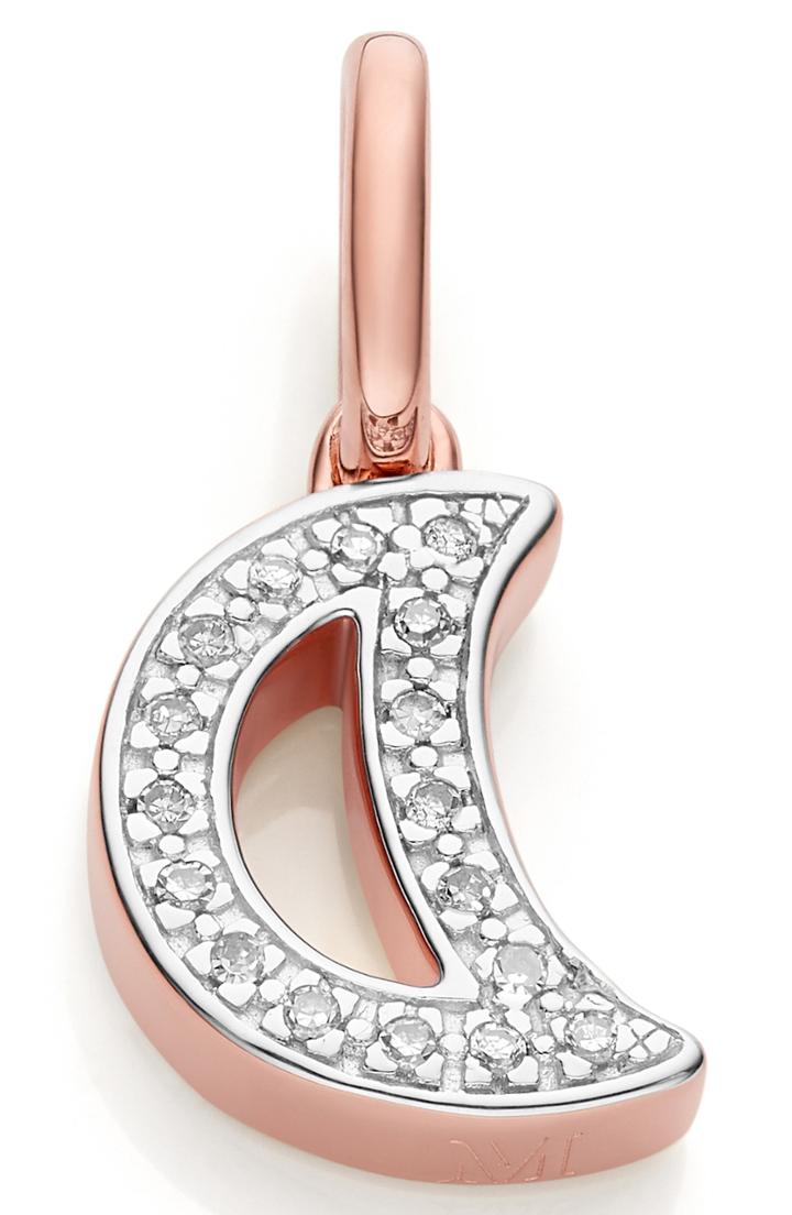 Women's Monica Vinader Alphabet Moon Diamond Pendant Charm
