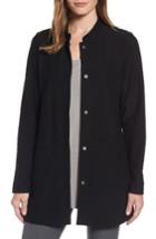 Women's Eileen Fisher Mandarin Collar Knit Jacket, Size - Black