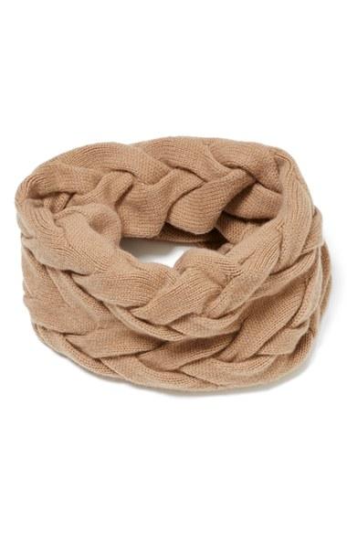 Women's Lafayette 148 New York Braided Cable Cashmere Snood, Size - Beige