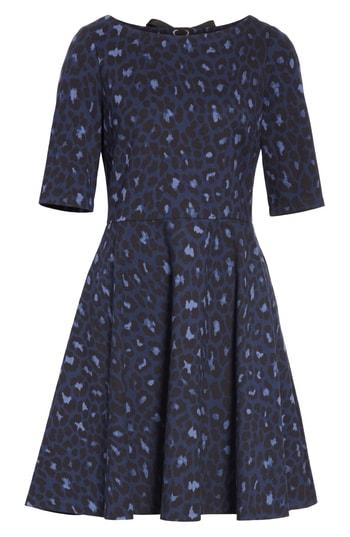 Women's Kate Spade New York Leopard Print Lace-up Ponte Dress, Size - Blue