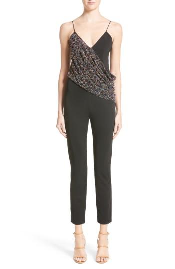 Women's Cushnie Et Ochs Beaded Drape Crop Jumpsuit - Black