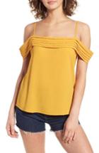 Women's Bp. Pleated Cold Shoulder Top, Size - Yellow