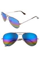 Women's Ray-ban Standard Icons 58mm Mirrored Rainbow Aviator Sunglasses - Blue Multi Rainbow