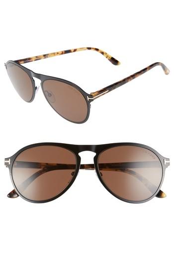 Men's Tom Ford Bradburry 56mm Sunglasses - Shiny Light Ruthenium / Green