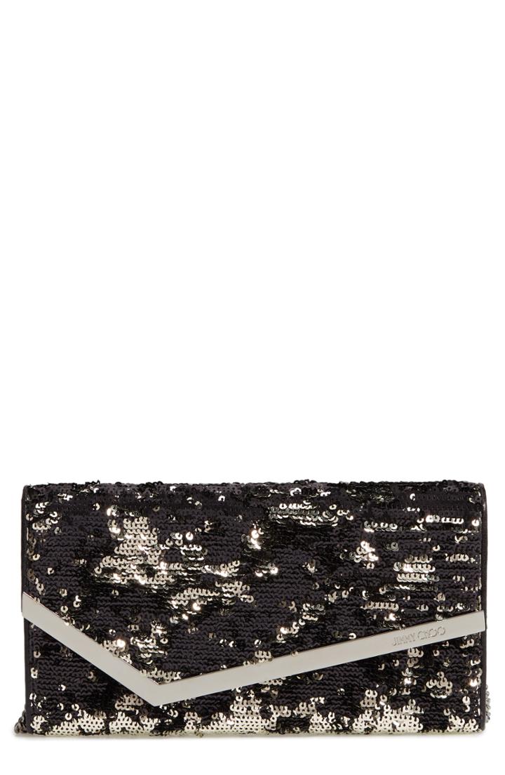 Jimmy Choo Emmie Sequin Clutch - Black