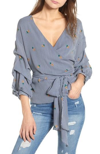 Women's Bishop + Young Majorca Stripe Wrap Top - Blue