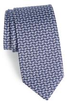 Men's Salvatore Ferragamo Elias Print Silk Tie, Size - Blue