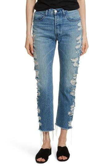 Women's 3x1 Nyc W3 Higher Ground Distressed Ankle Slim Fit Jeans - Blue