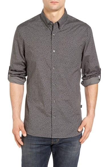 Men's John Varvatos Star Usa Trim Fit Print Sport Shirt - Grey