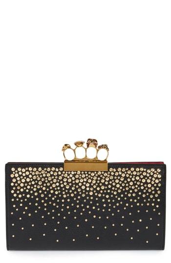 Alexander Mcqueen Knuckle Crystal Flat Pouch - Black
