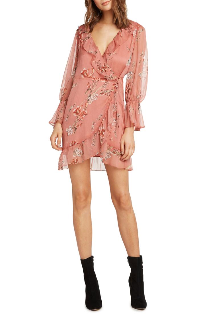 Women's Willow & Clay Print Wrap Dress - Coral