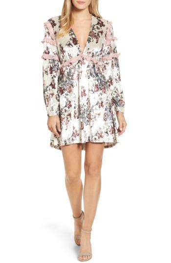 Women's Kas New York Melisa Floral Velvet & Lace Shift Dress - White