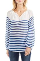 Women's Vince Camuto Ladder Stripe Peasant Blouse, Size - Blue