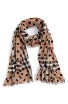 Women's Burberry Dot & Giant Check Wool & Silk Gauze Scarf, Size - Pink