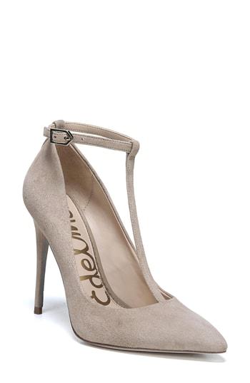 Women's Sam Edelman Dorinda T-strap Pump .5 M - Beige
