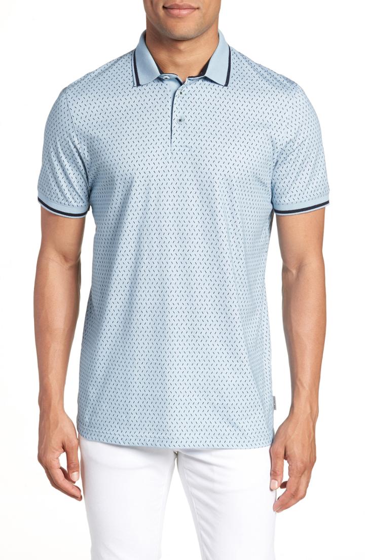 Men's Ted Baker London Abot Trim Fit Print Polo (l) - Blue