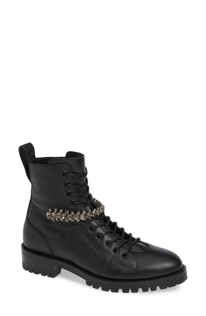 Women's Jimmy Choo Cruz Crystal Combat Boot Us / 34eu - Black