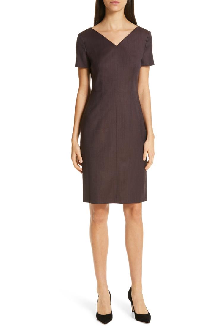 Women's Boss Wool Sheath Dress - Purple
