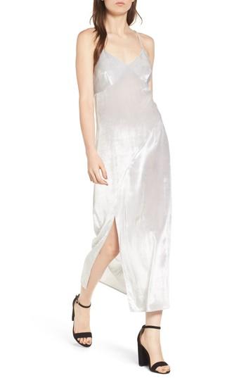 Women's Trouve Velvet Midi Slipdress, Size - Grey