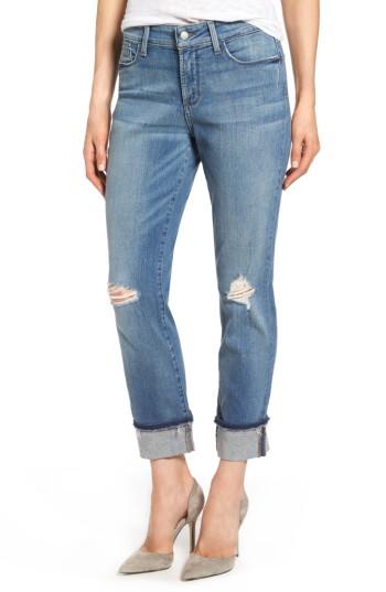 Women's Nydj Jessica Distressed Fray Cuff Boyfriend Jeans - Blue
