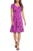 Women's Leota Print Jersey Fit & Flare Dress - Purple