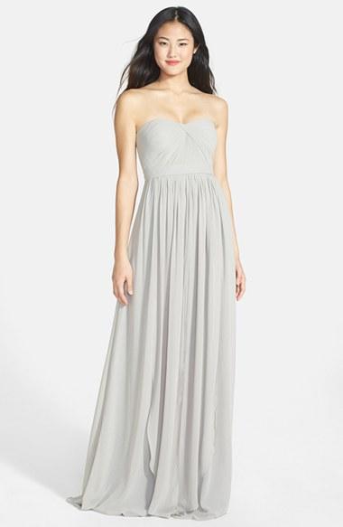 Women's Jenny Yoo 'aidan' Convertible Strapless Chiffon Gown - Grey