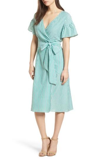 Women's Velvet By Graham & Spencer Stripe Cotton Wrap Dress - Green