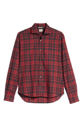 Men's Culturata Tailored Fit Plaid Sport Shirt, Size - Red