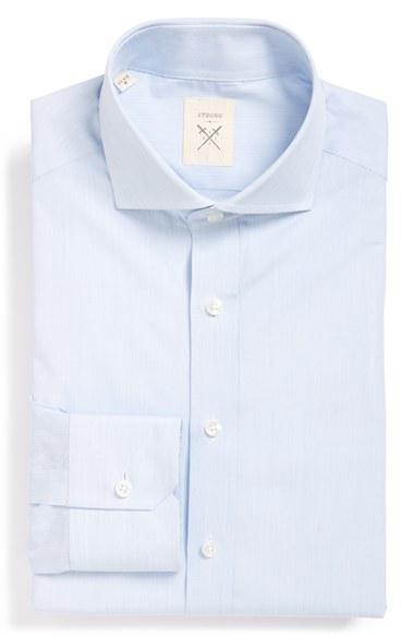 Men's Strong Suit 'elan' Trim Fit Stripe Dress Shirt .5 L - Blue