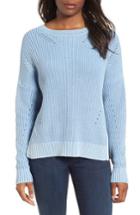 Women's Caslon Shaker Stitch Cotton Sweater - Blue
