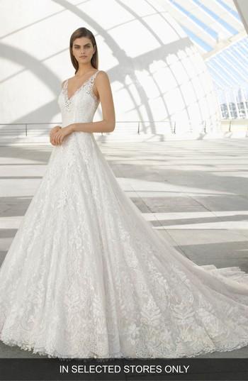 Women's Rosa Clara Demet V-neck Lace & Tulle Gown, Size In Store Only - White