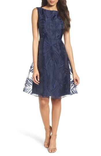 Women's Ellen Tracy Burnout Fit & Flare Dress - Blue