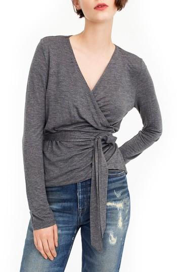 Women's J.crew Wrap & Tie Top, Size - Grey