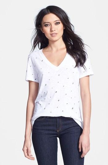 Rag & Bone/jean Star Print V-neck Tee Bright White