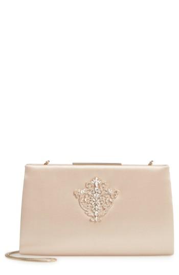 Badgley Mischka Dare Satin Clutch - Beige
