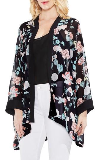 Women's Vince Camuto Floral Gardens Kimono Blouse, Size - Black