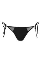 Women's Topshop Mesh Detail Tie Bikini Bottoms Us (fits Like 14) - Black