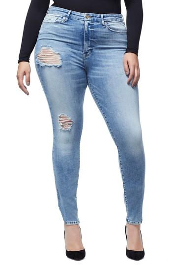 Women's Good American Good Waist Side Triangle Crop Skinny Jeans - Blue