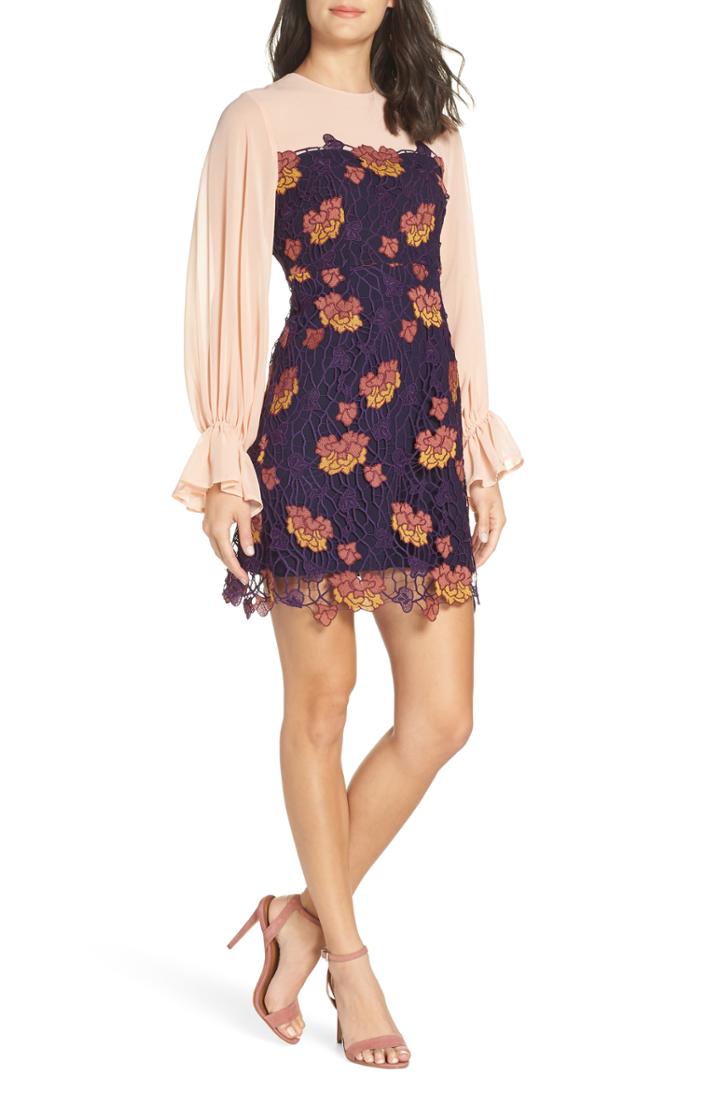 Women's Foxiedox Dolores Blouson Lace Sheath Dress - Purple