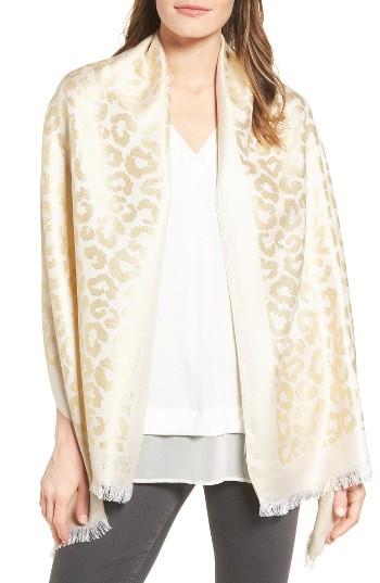 Women's Badgley Mischka Ocelot Jacquard Wrap, Size - Ivory