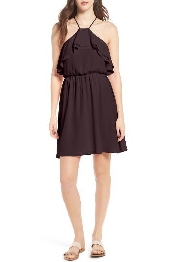 Women's Lush Ruffle Blouson Dress - Burgundy