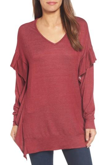 Women's Pleione Ruffle Sleeve Tunic - Burgundy