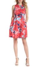 Women's Vince Camuto Floral Cotton Fit & Flare Dress - Pink