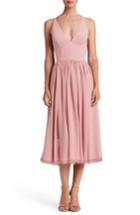 Women's Dress The Population Alicia Mixed Media Midi Dress, Size - Pink