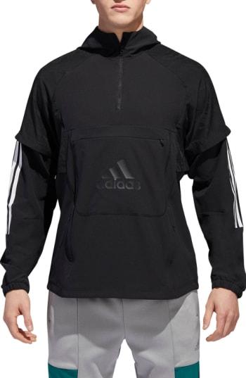 Men's Adidas Id Hooded Quarter Zip Jacket - Black