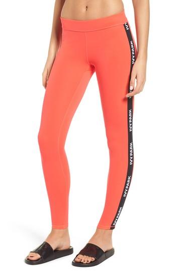 Women's Ivy Park Elastic Logo Mid Rise Leggings - Red