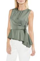 Women's Vince Camuto Asymmetrical Belted Hammered Satin Blouse, Size - Green