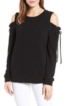 Women's Pleione Paperbag Sleeve Cold Shoulder Pullover - Black